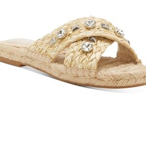 Vince Camuto Women's Jermindi Embellished Raffia Slide Sandals